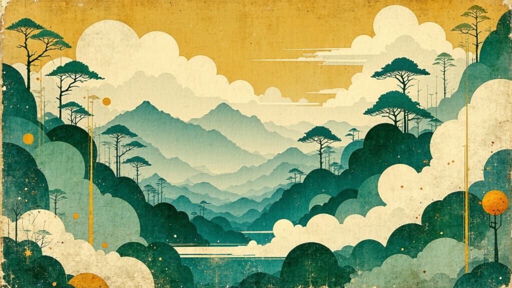 Dynamic Ukiyo-e Art Nouveau Fusion