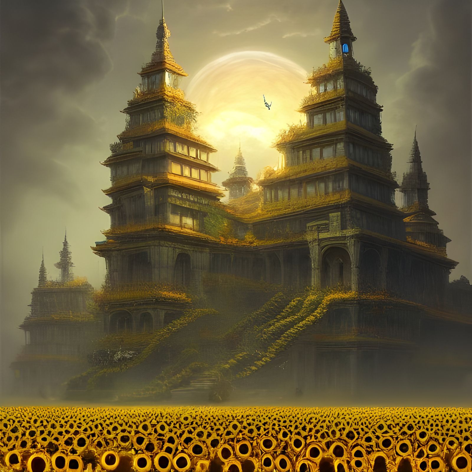 Castle in the Sunflowers - AI Generated Artwork - NightCafe Creator