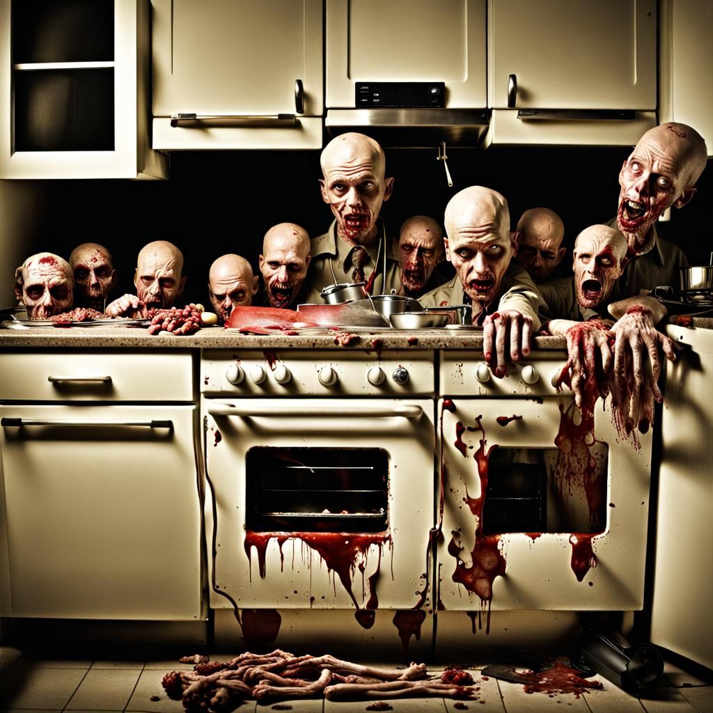Photograph of zombie kitchen appliances.  Surreal forces at ...
