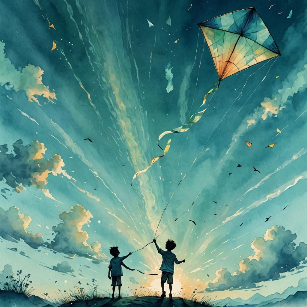 Brothers flying a kite  by @CECHI