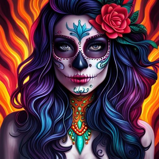 Mystical, sugar skull mermaid, in dark waters, 4k, vibrant, stunning ...