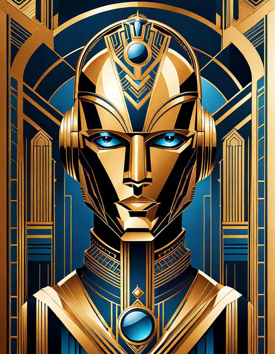 Robot on art deco - AI Generated Artwork - NightCafe Creator