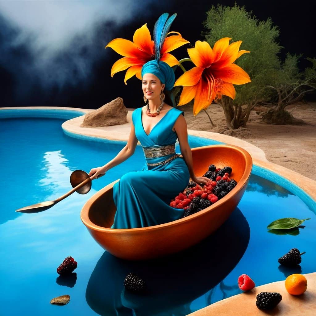 Hyperrealistic Portrait of an Exuberant Lady in Motion