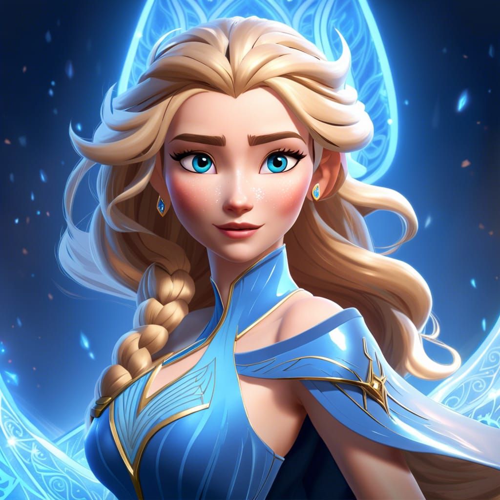 a portrait of a beautiful elsa of frozen 2 in a Elven Viking...
