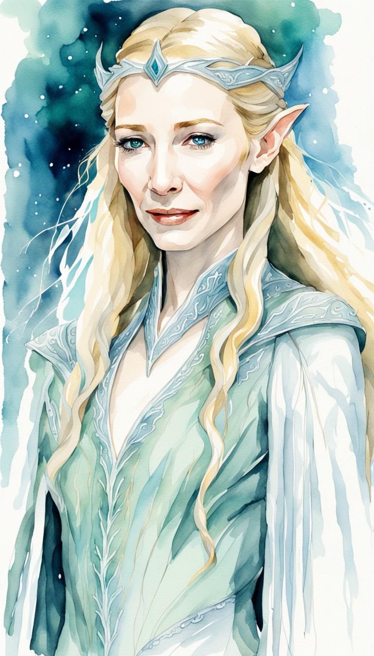Cate Blanchett as Lady Galadriel, Watercolor by Lisa Aisato and Sarah ...