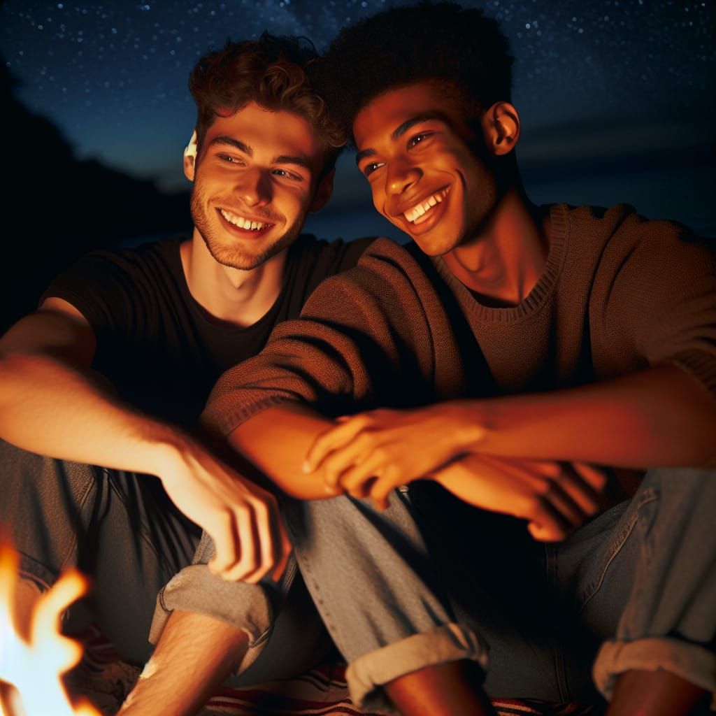 Best friends around the campfire