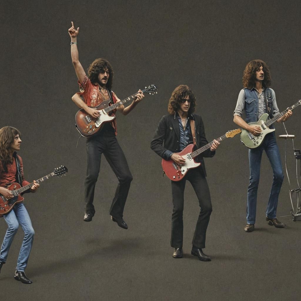 Rock Band 1970 photorealistic