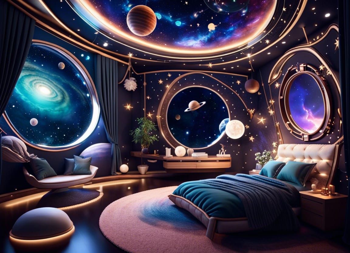 A Beautiful galaxy-bedroom...  by @Diellys
