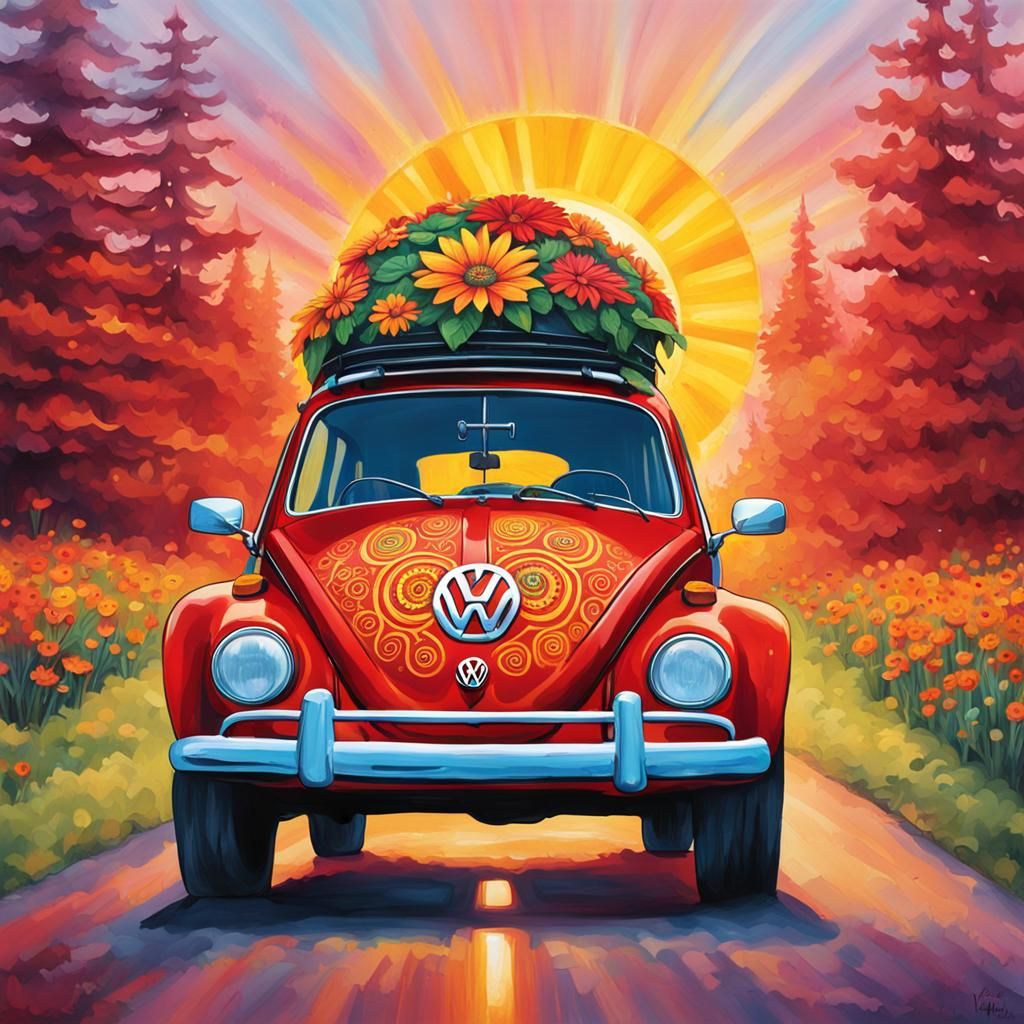 Hippie Volkswagen turtle car