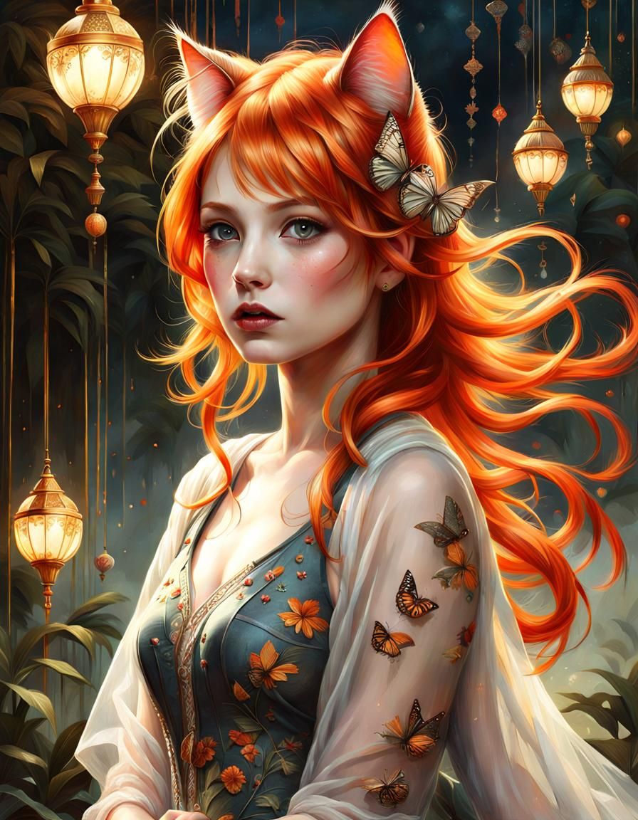 "Kitty girl with orange hair"