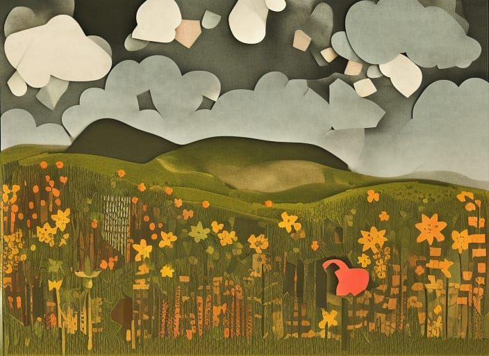 construction paper collage triptych AI Generated Artwork NightCafe