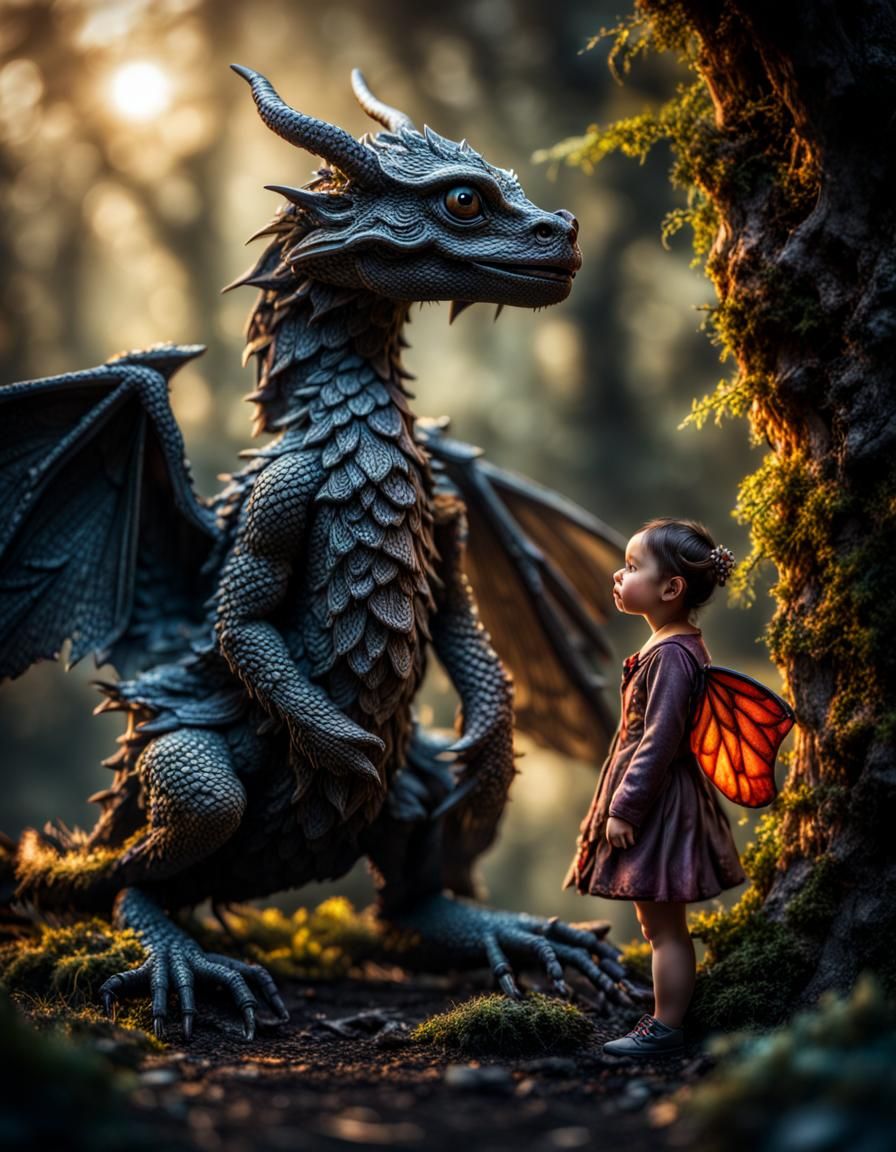 The Dragon and the Little Fairy - AI Generated Artwork - NightCafe Creator