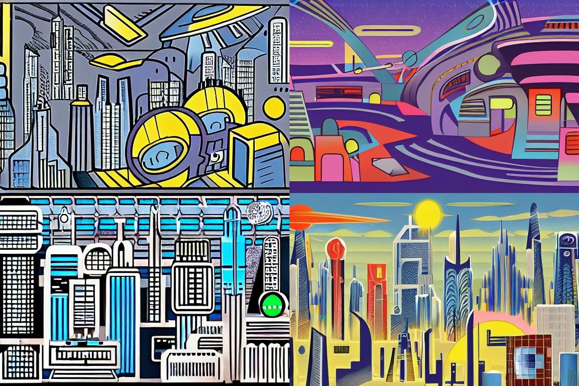 Sci-fi city in the style of Orphism