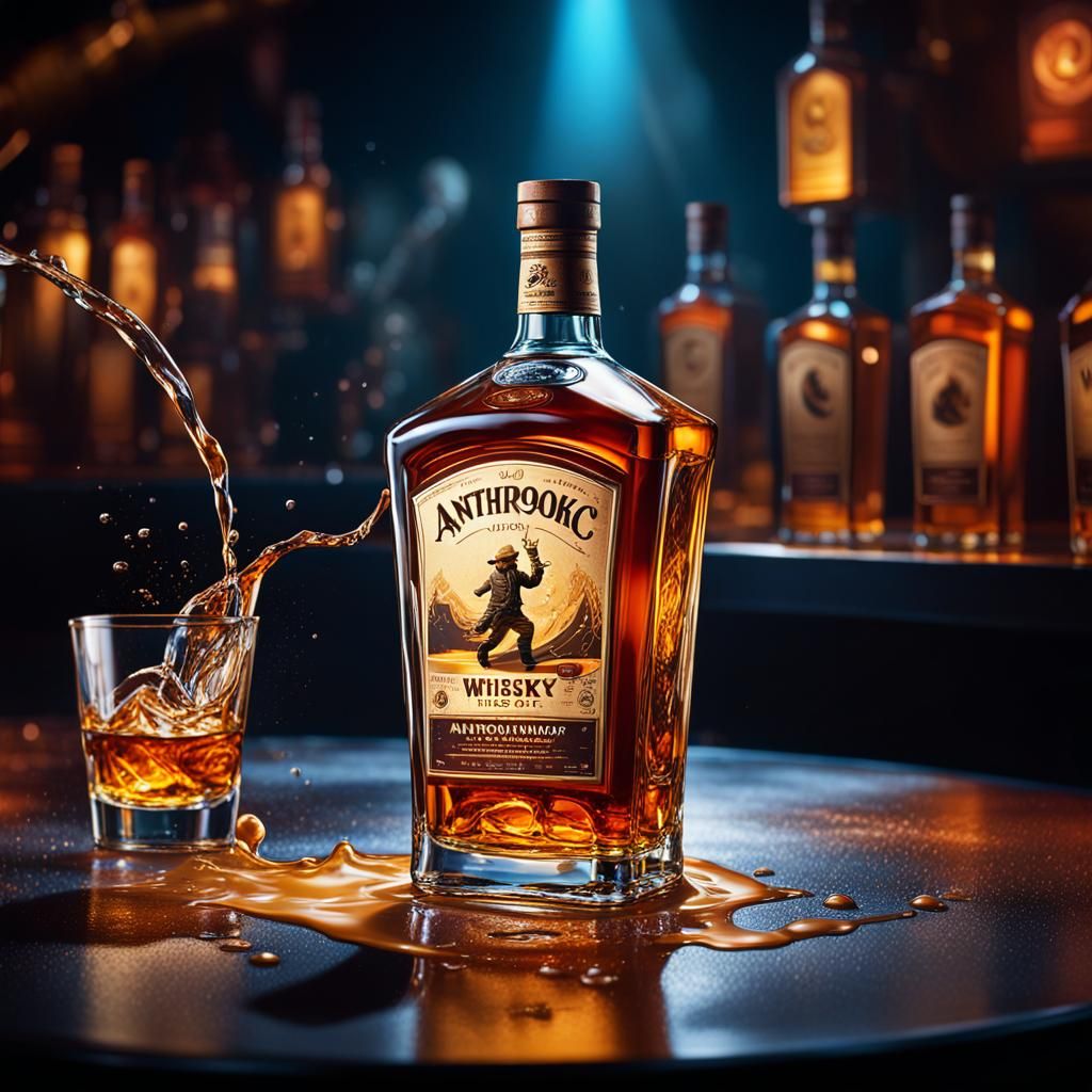 a. anthropomorphic dancing bottle of whisky in a nightclub H...
