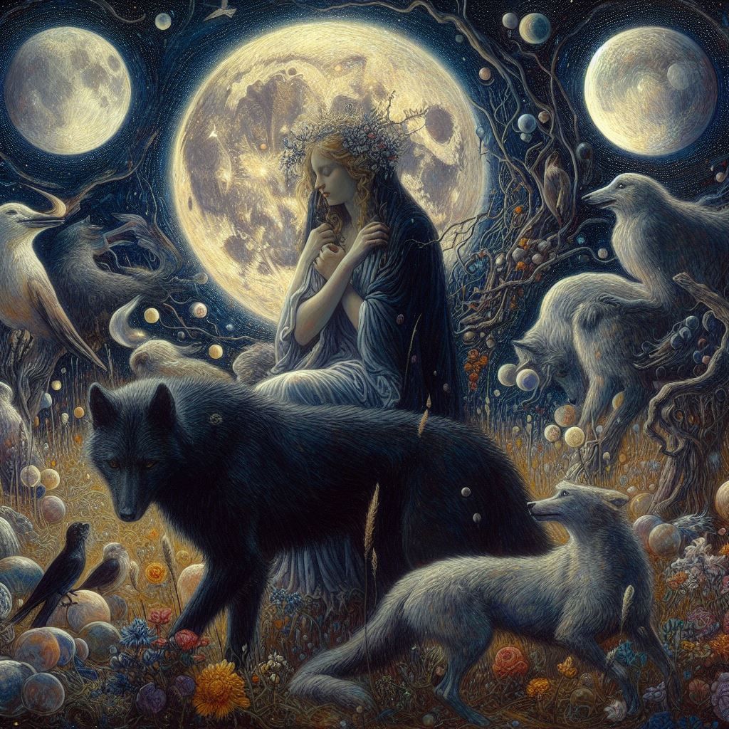 Poème de René Char Lunes et nuit, vous êtes un loup de velours noir, village, sur la veillée de mon amour