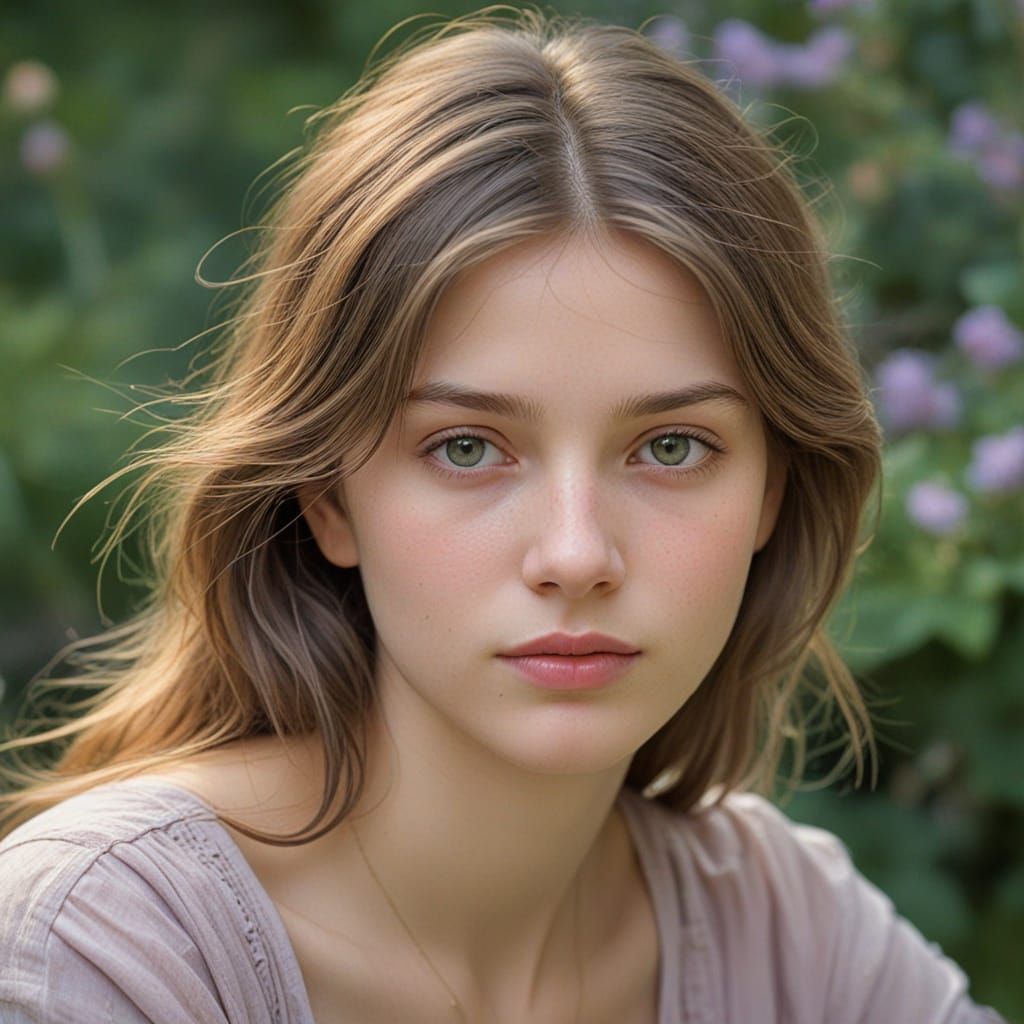 Dreamy Portrait in Impressionist Style with Soft Focus and P...