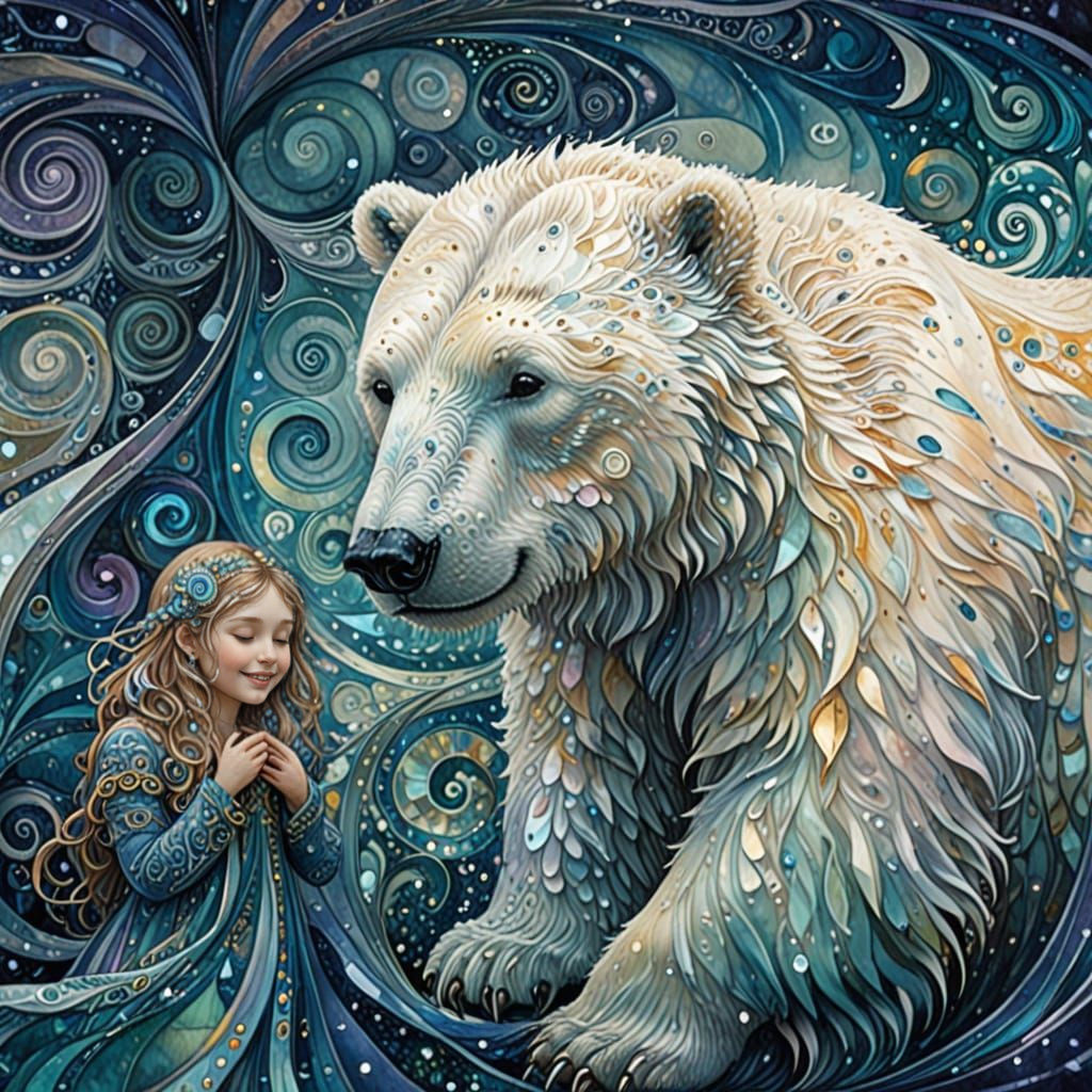 watercolor illustration ;alcohol ink,  opalescent mother of pearl  fractal; wave function; Zentangle; ...  by @Petra Bone