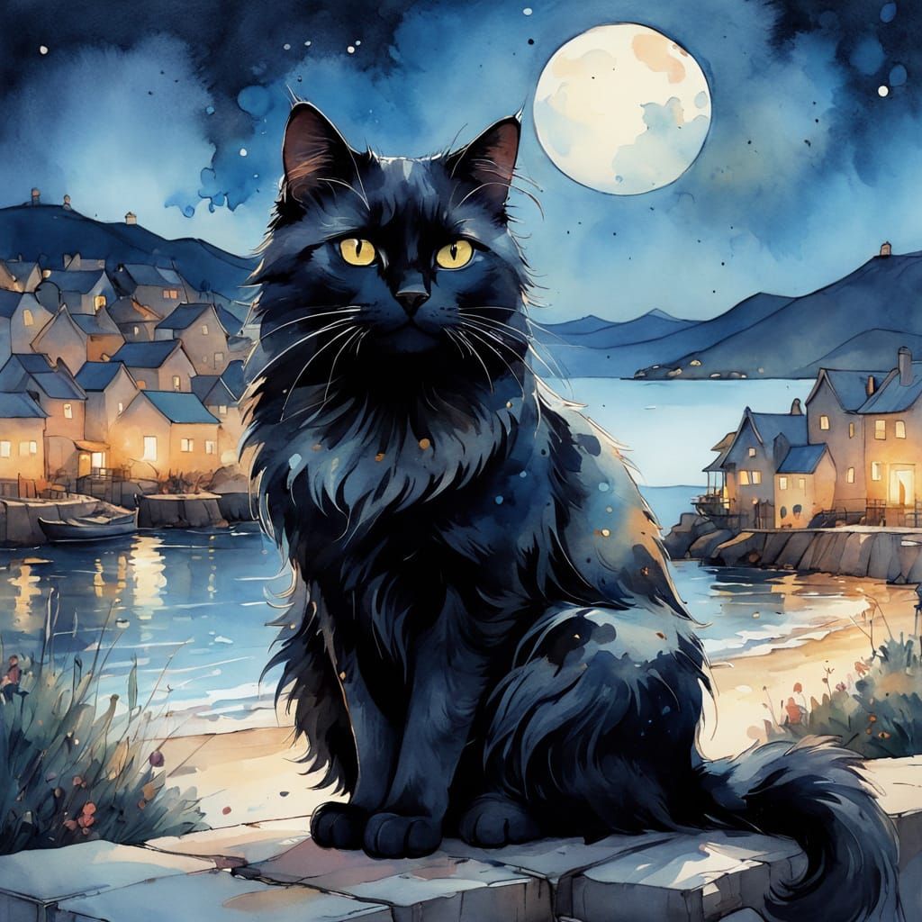 Black cat  by @EllaMoonDesign