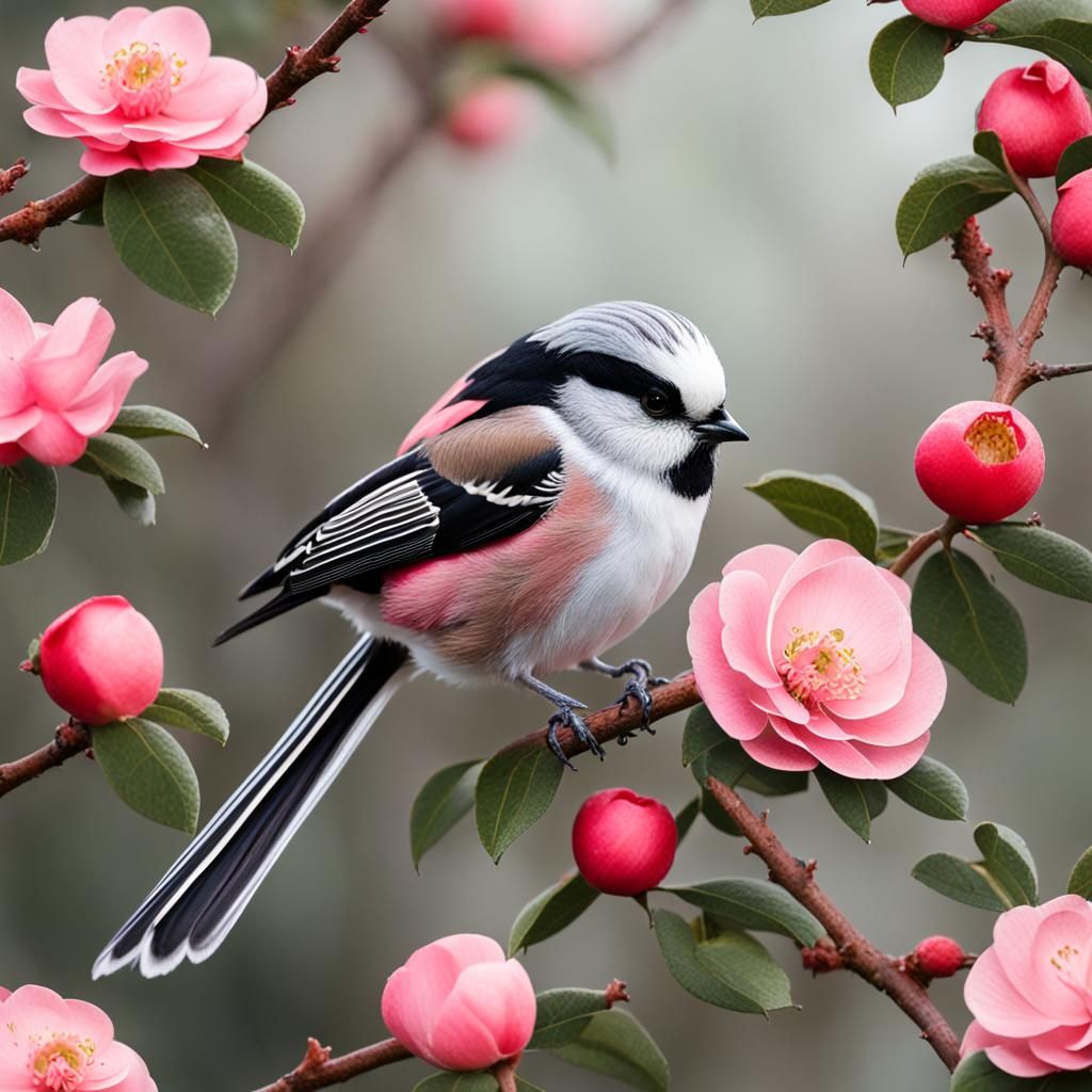 long tailed  bird of kind not usually considered a profanity except here in camllia bush  by @CardinalBiggles