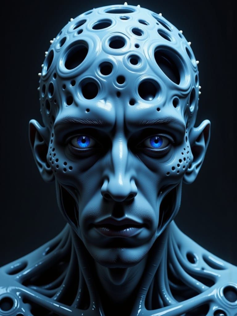 Entity Full of eyes, trypophobia, holes, disgusting, disturbing, dark, sinisteri monochromatic, Trypophobia III 8k resolution holographic as...