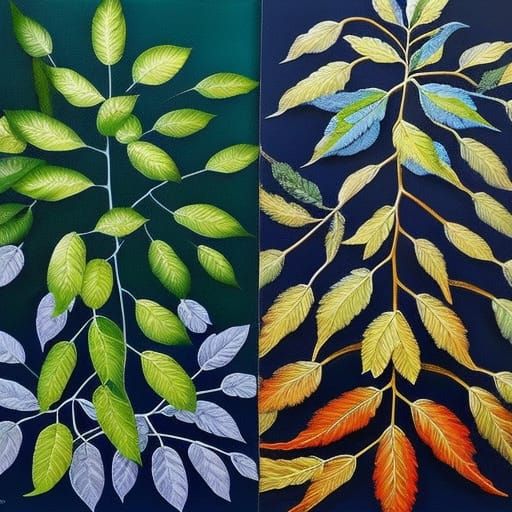 paintings depicting various types of foliage. The paintings ...