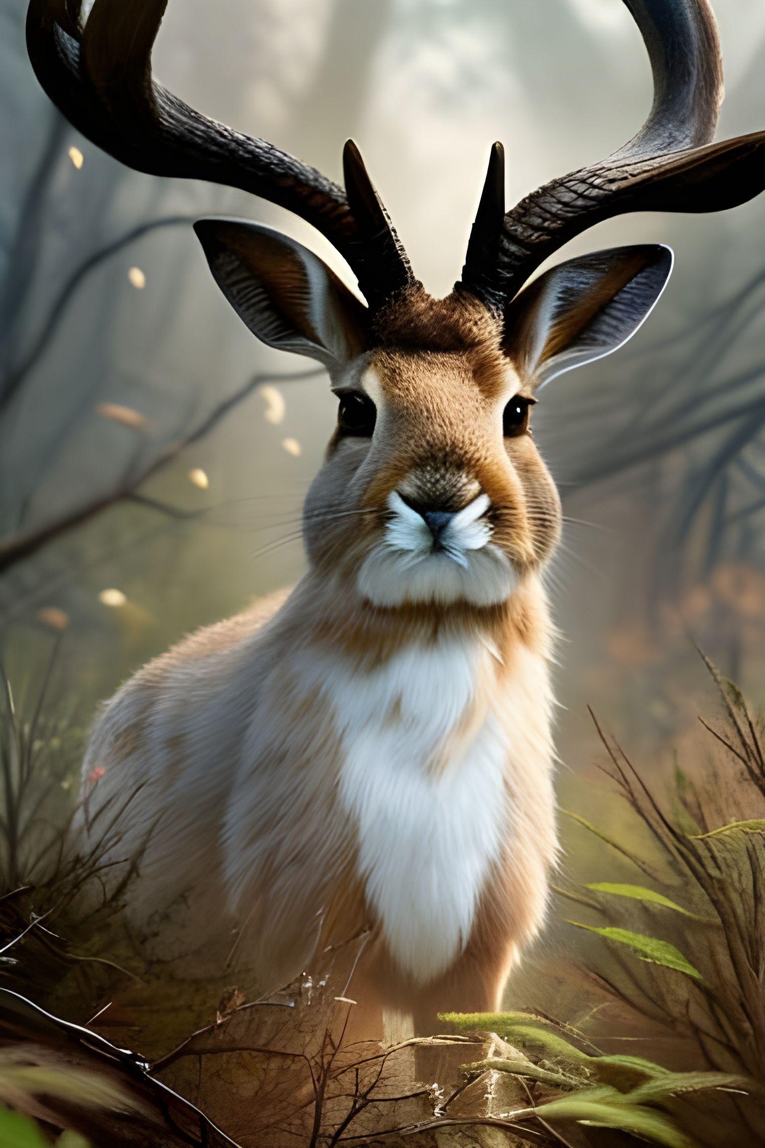 A beautiful portrait of a Jackalope  by @Plommo