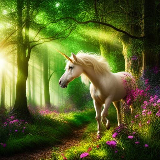 A magical, enchanted forest with a Unicorn running through it. - AI ...