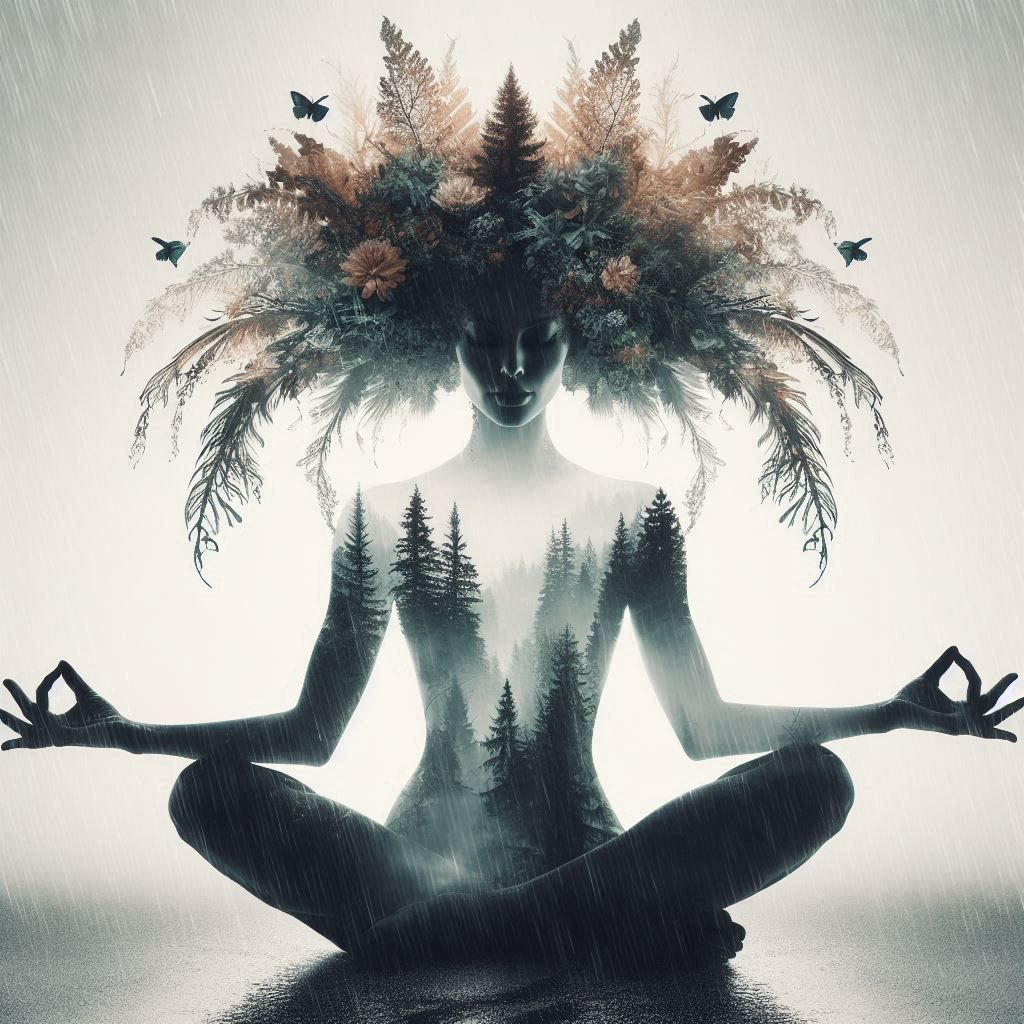 double exposure beautiful fantasy DALL-E 3 portrait landscap...