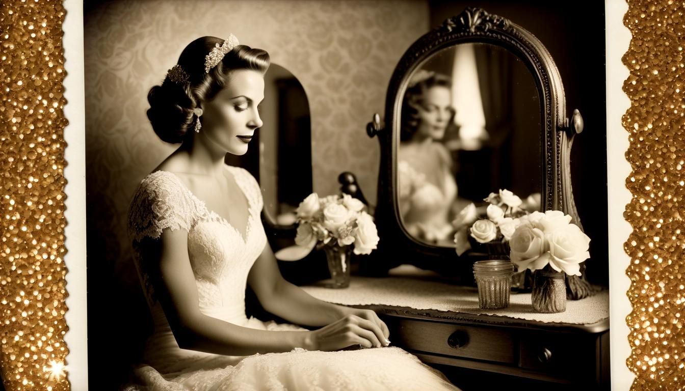 1940s Bride's Vintage Polaroid Memory in Sepia