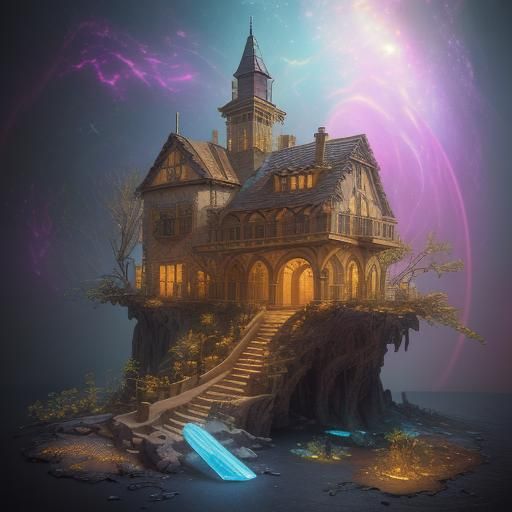 Gingerbread house Cinematic fantasy landscape intricately de...