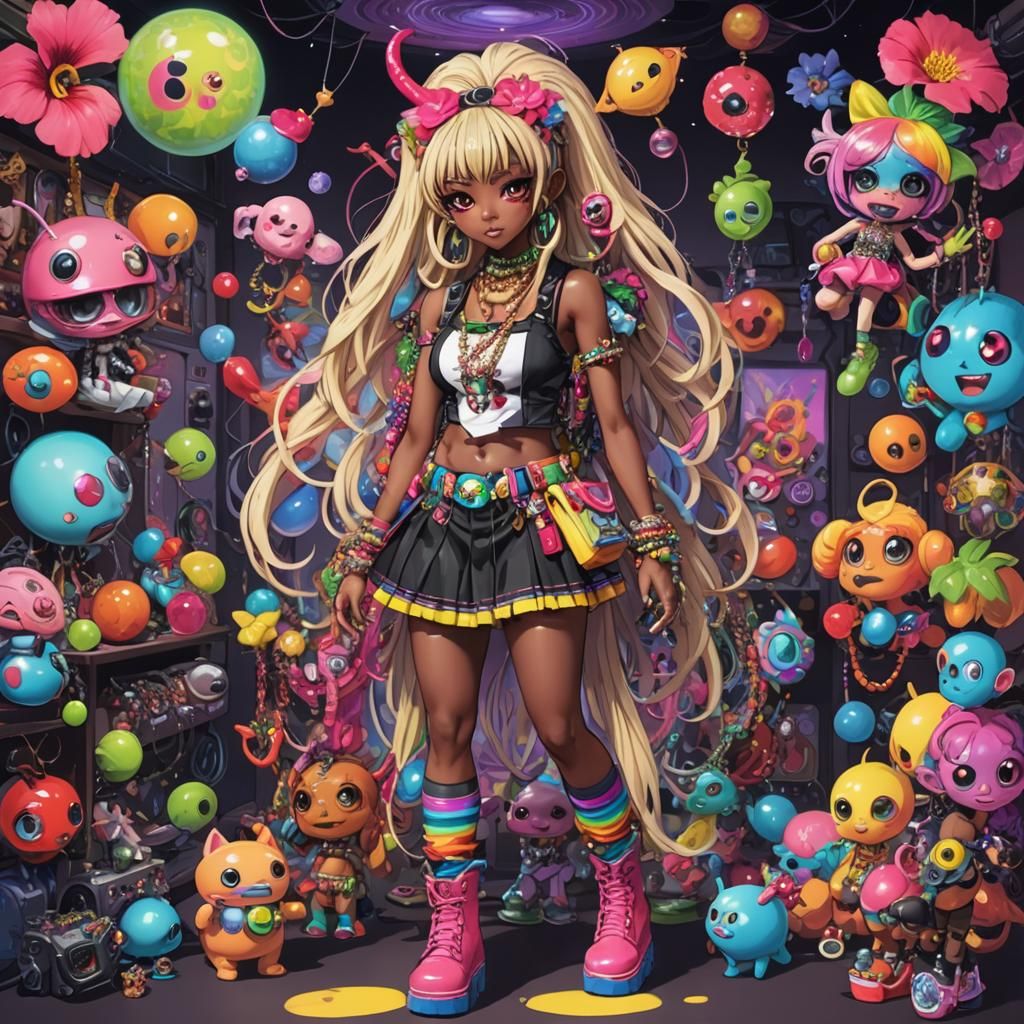 Large-eyed alien Yamanba, Manba, Gyaru, Hibiscus, tropical, ...