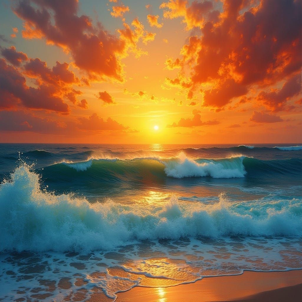 A breathtaking ocean sunset scene  by @Joseph
