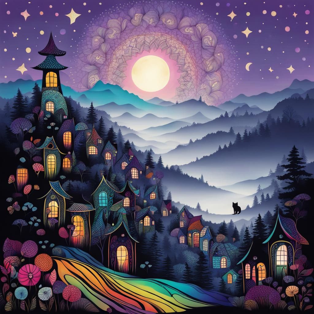 Enchanting Village on a Hill