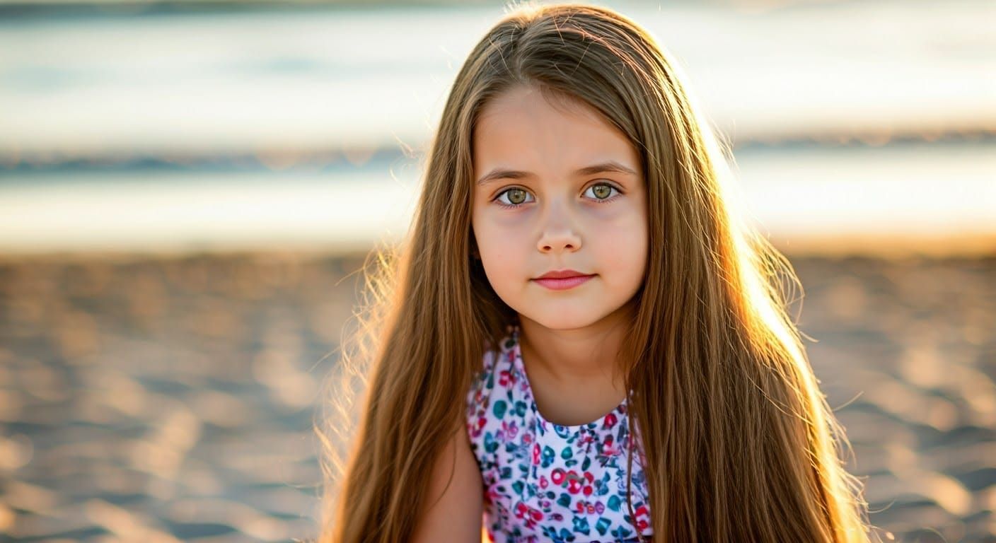 Serene Beach Girl in Vibrant Party Dress