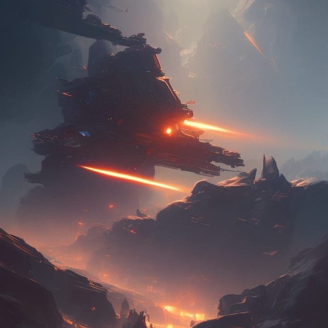 A dramatic war in space and land - AI Generated Artwork - NightCafe Creator