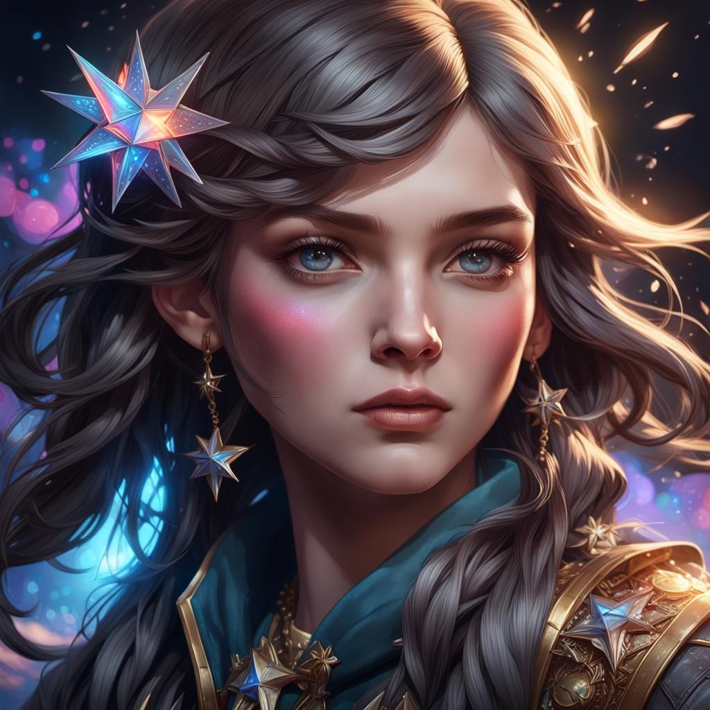 Star struck and beautiful head and shoulders portrait, 8k re...