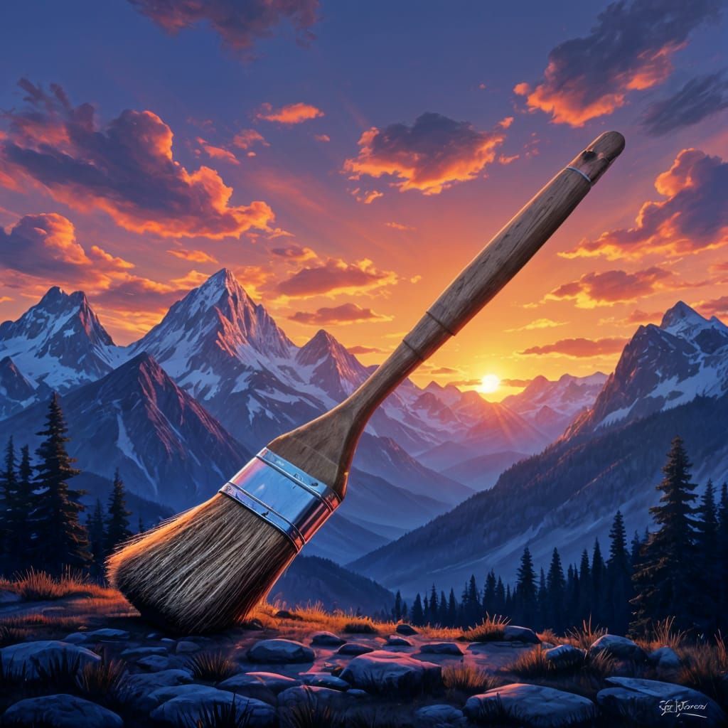 Giant Paintbrush Paints Vivid Mountain Sunset