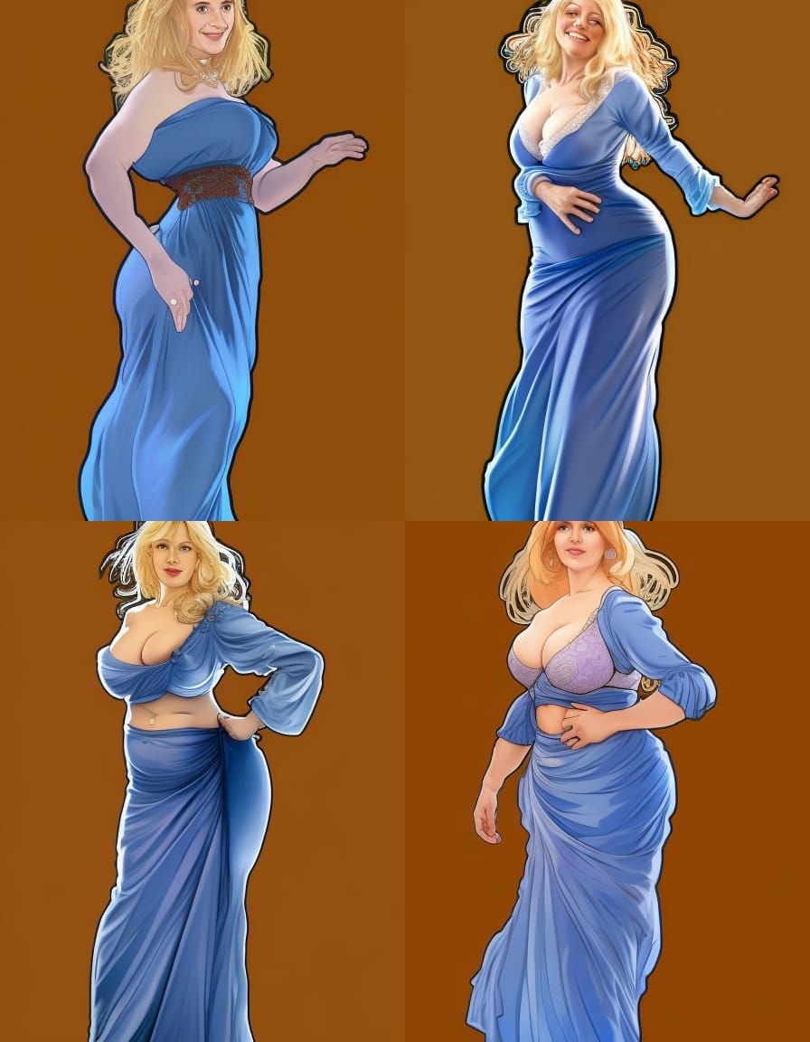 Realistic Full Body Portrait 48 Year Old Woman In Long Blue Dress With realistic-full-body-portrait-48-year-old-woman-in-long-blue-dress-with