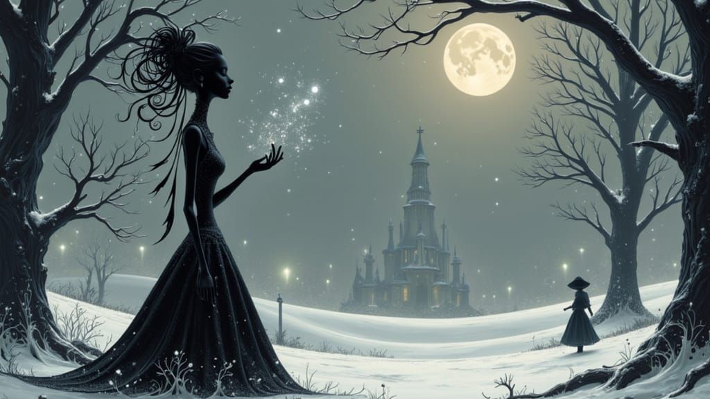 remercier, thankful, winter time, Tim Burton  <lora:Ghoststyle:0.8>