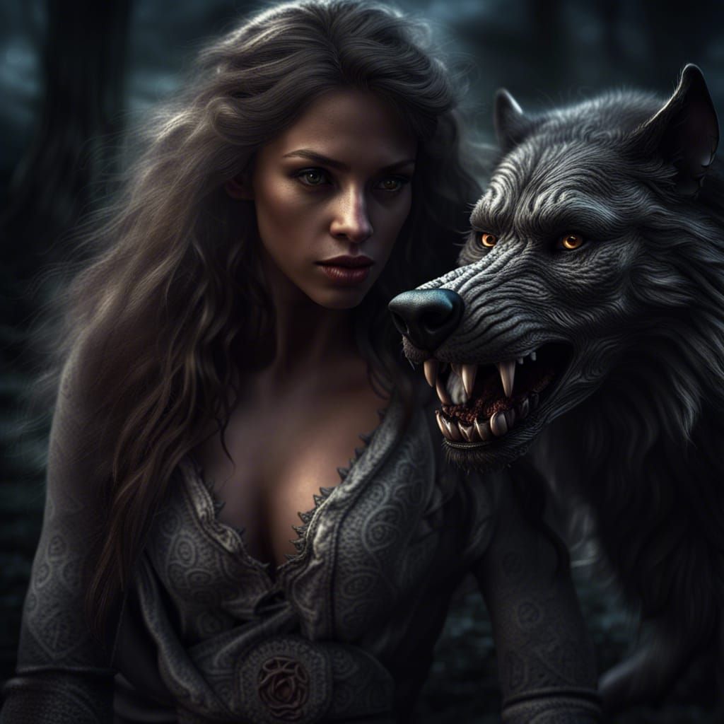 werewolf romance woman - AI Generated Artwork - NightCafe Creator