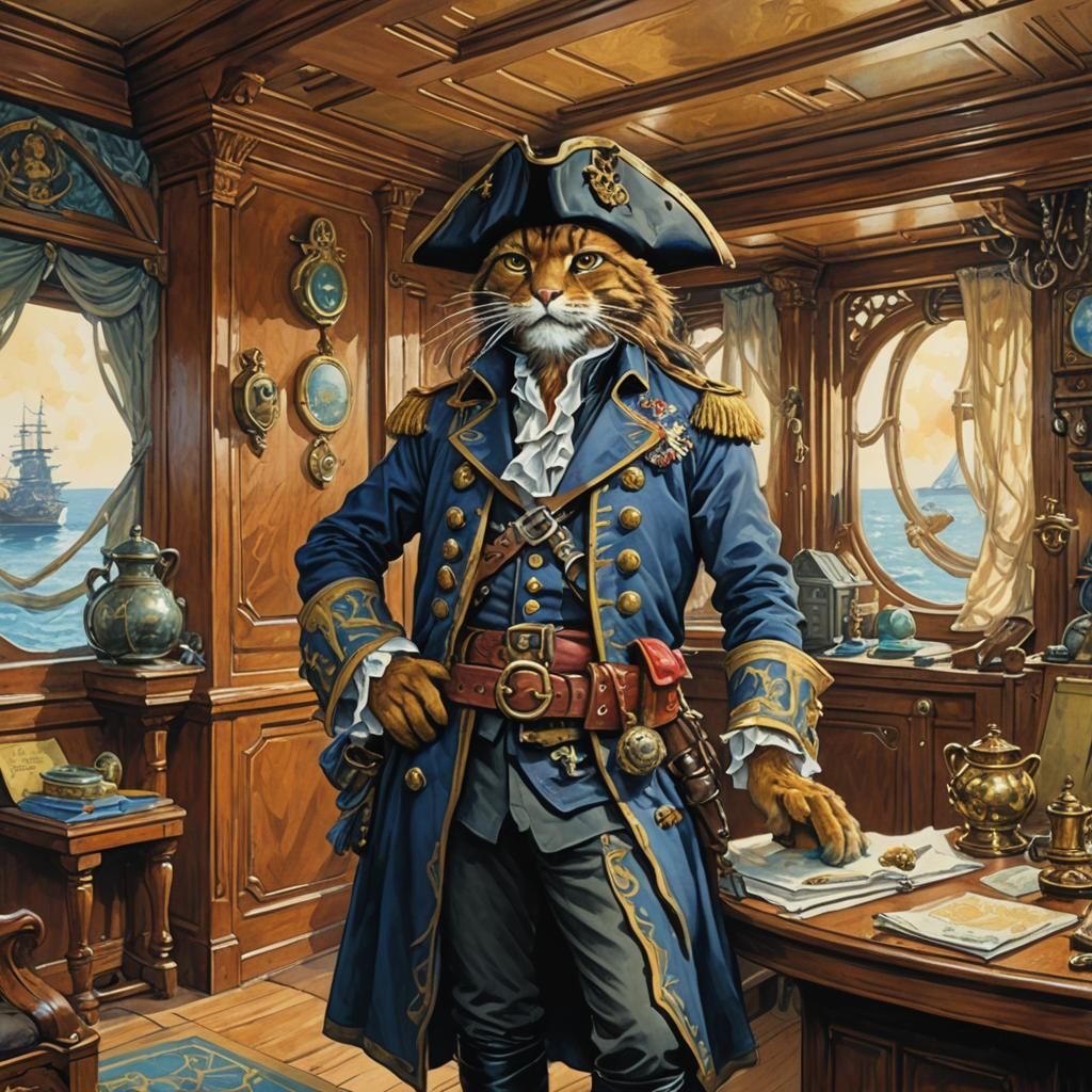 Tabaxi pirate captain  by @PirateCaptainMo