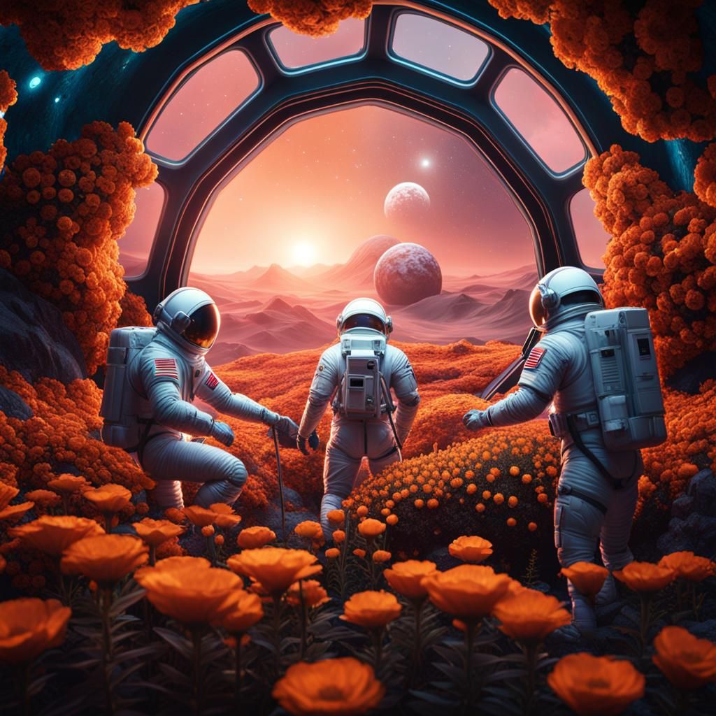 Three men in space - AI Generated Artwork - NightCafe Creator