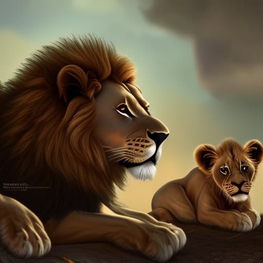 lion and lion cubs - AI Generated Artwork - NightCafe Creator