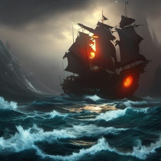  pirates navigating through treacherous waters.”
