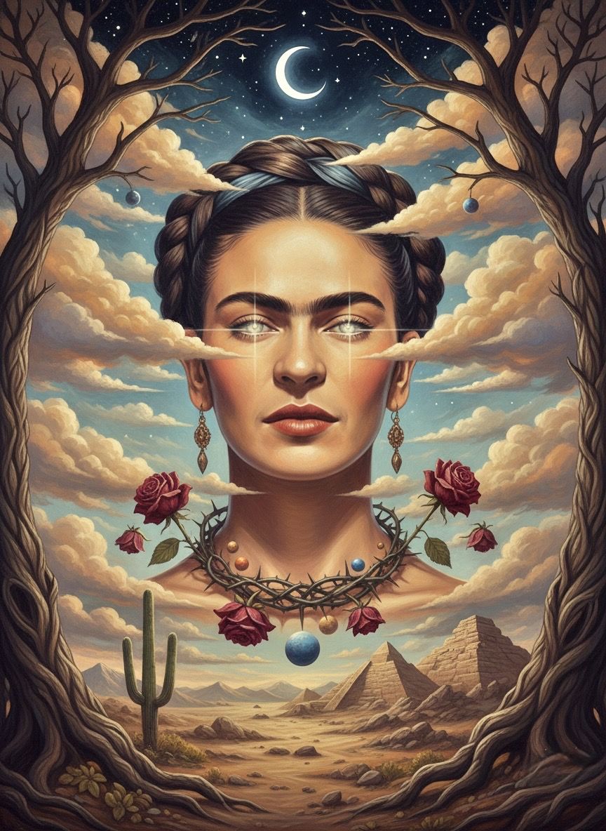 Surreal Portrait in the style of Frida Kahlo