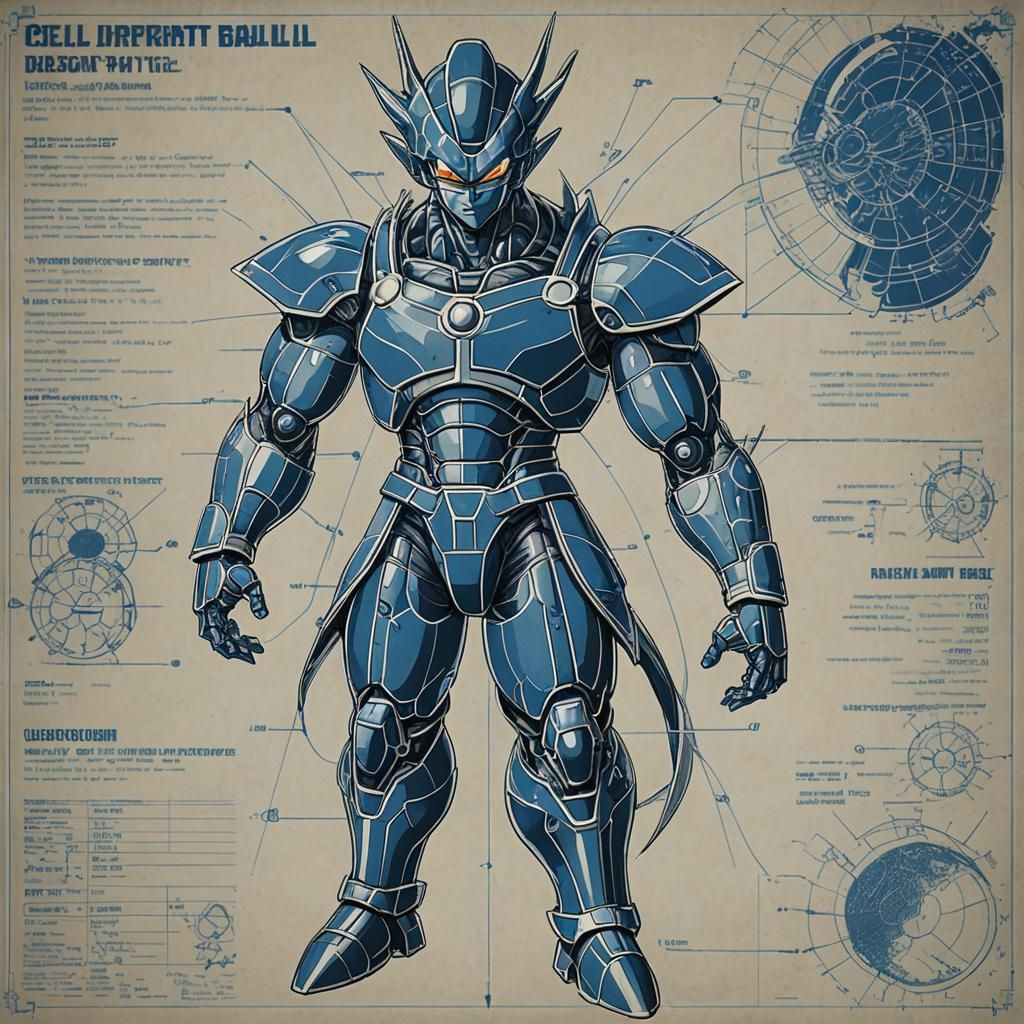 Detailed Blueprint of Cell from Dragon Ball