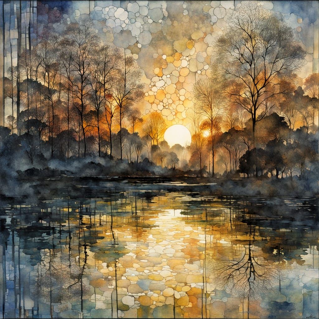 delicate water reflections at sunset   by @Mapont