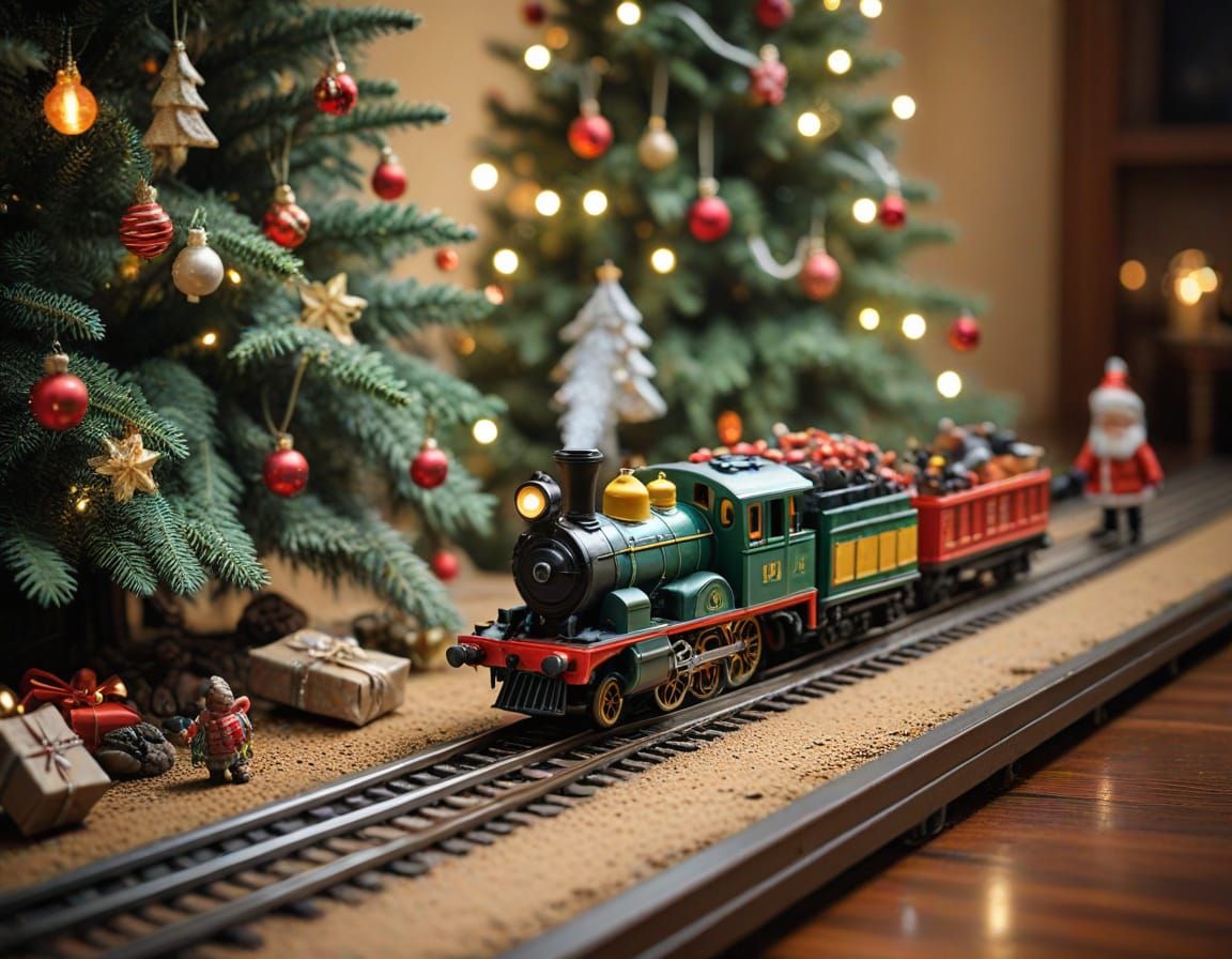Child's Electric Train at Christmas Tree Base
