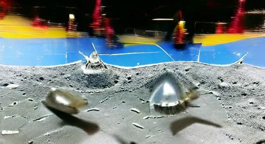 Space ship landing on the moon