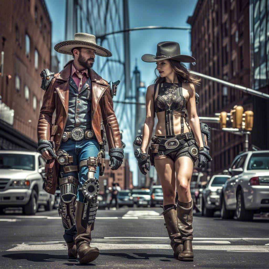 Cyberpunk Cowboy and Cowgirl Hipsters in Brooklyn